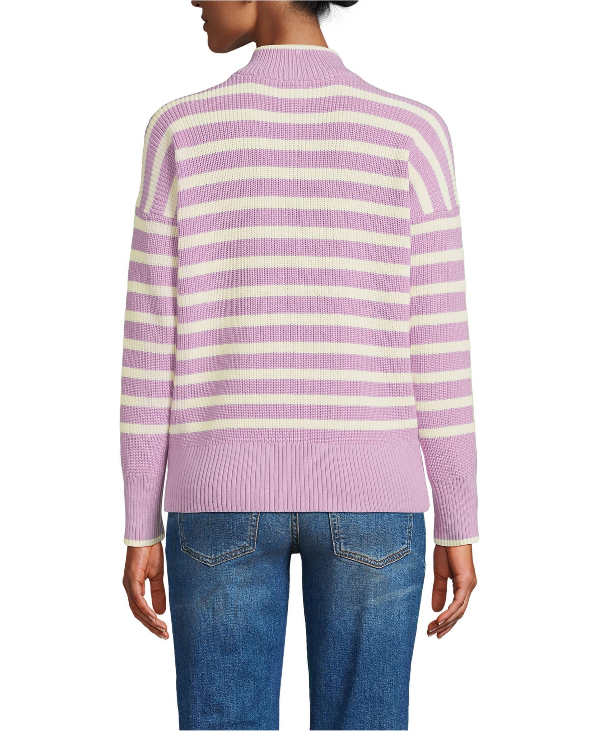Lands' End Women's Tall Drifter Cotton Quarter Zip Pullover Sweater