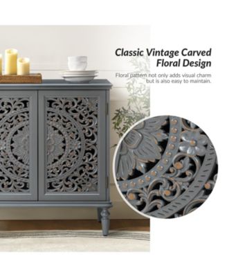 Ismenides Transitional 32" Tall 2-Door Accent Cabinet with Floral Design