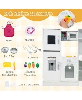 Kids Corner Kitchen Playset Wooden Pretend Play Toy with Microwave White