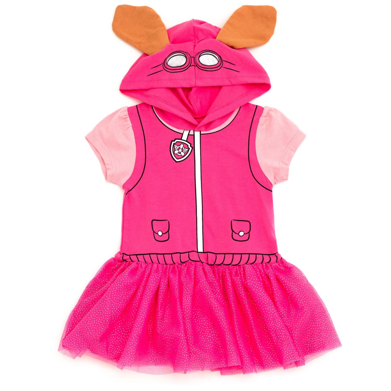 Little Girls (6-8) Hooded Cosplay T-Shirt Dress and Leggings Outfit Set