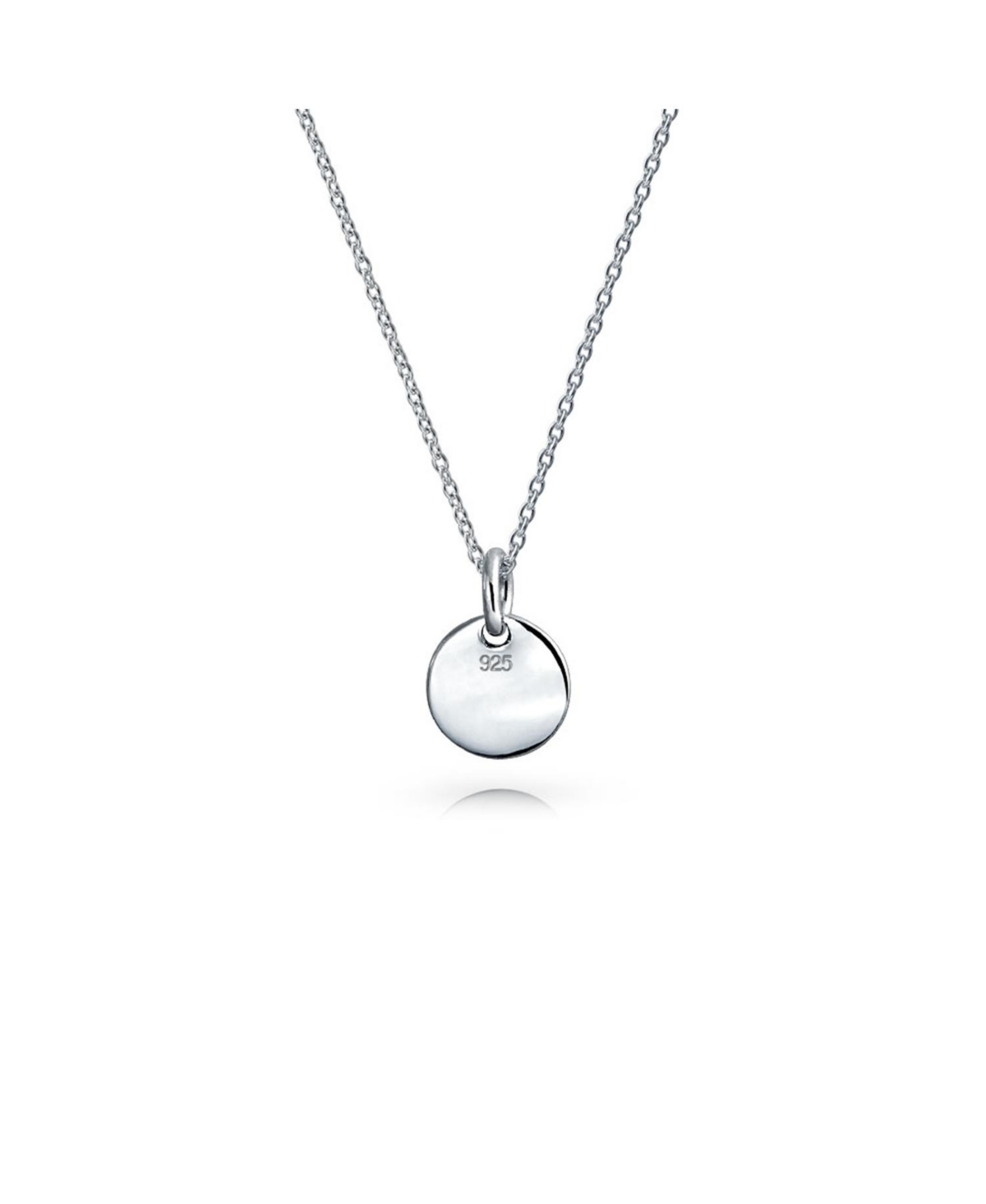 Bling Jewelry Tiny Minimalist Abc Round Disc Block Letter Alphabet A-z Initial Pendant Necklace For For Women .925 Sterling Silver