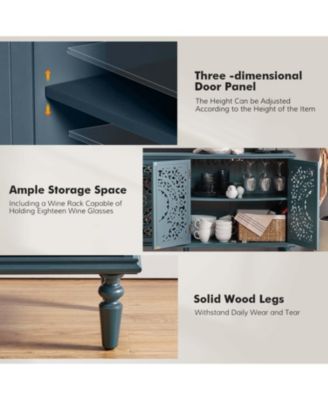 Ismenides Traditional 63”Wide Sideboard with Solid Wood Legs