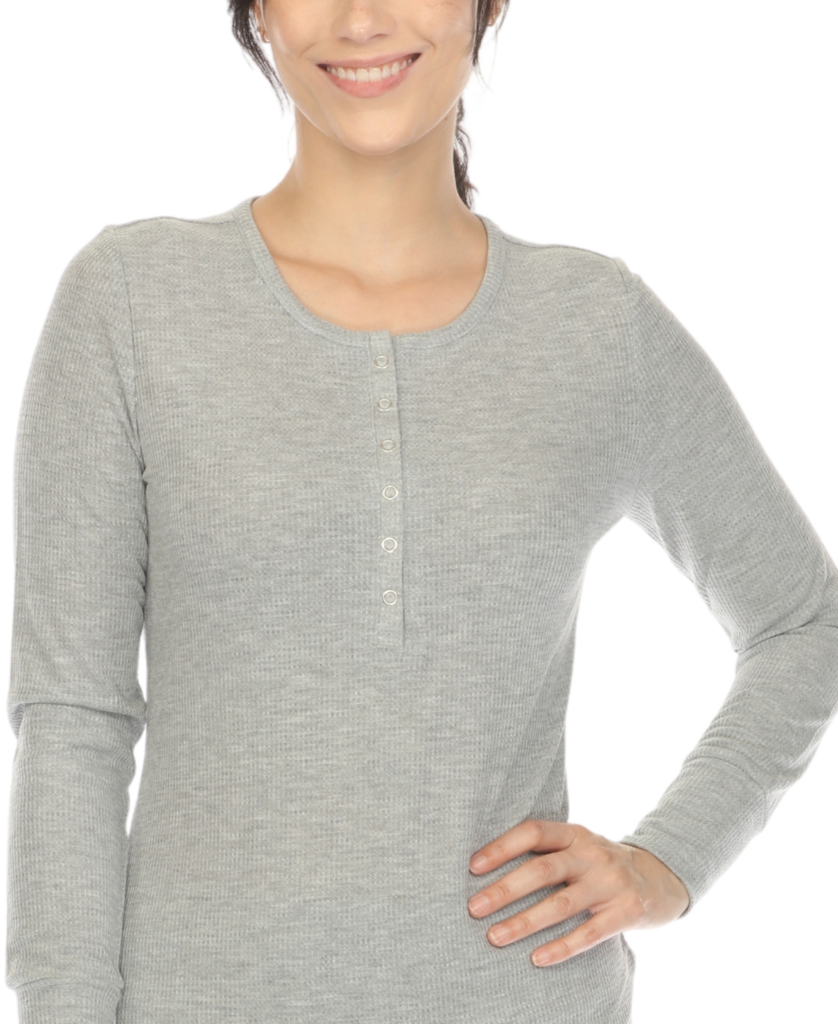 White Mark Women's Waffle Pajama Set In Light Grey