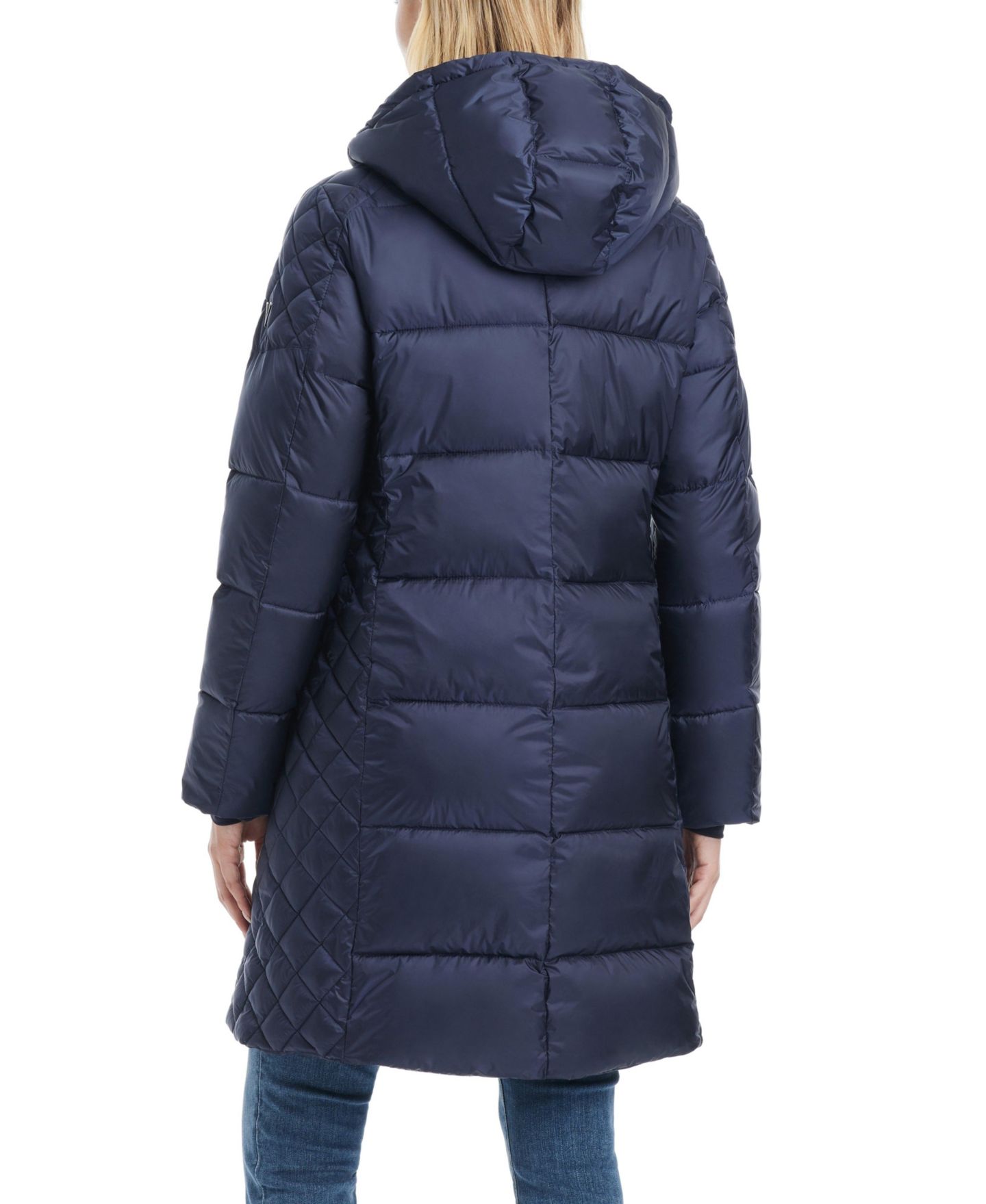 Женская куртка Vince Camuto Cire Mid-Length Fitted Puffer, цвет: Тёмно-синий — фото 2