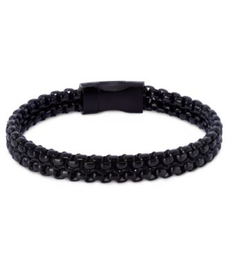 Black Rolo Chain with Black Wax Cord Stainless Steel Bracelet