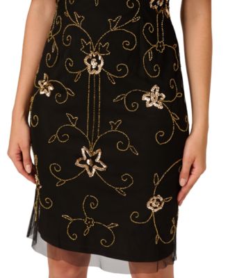 Women's Beaded Illusion-Neck Dress