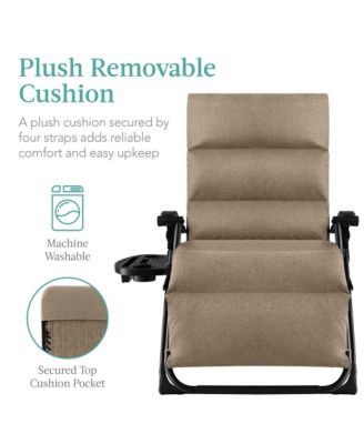 Oversized Zero Gravity Chair, Folding Recliner w/ Removable Cushion, Side Tray
