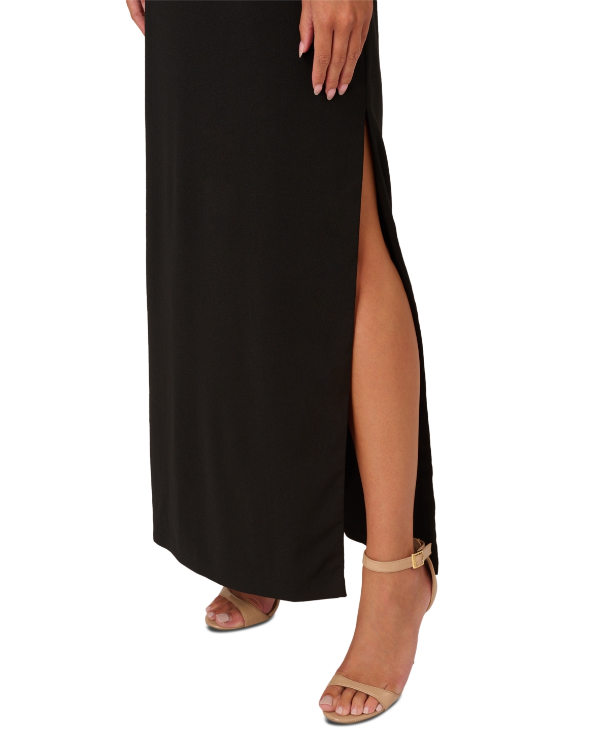 Adrianna Papell Women's Off-The-Shoulder Long-Sleeve Sheath Gown -Gold