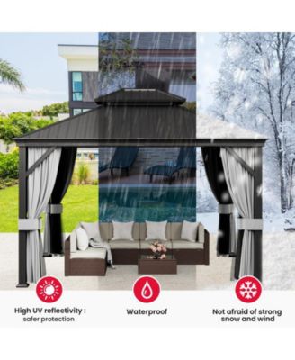 12 ft. x 14 ft. Metal Hardtop Gazebo with Curtains