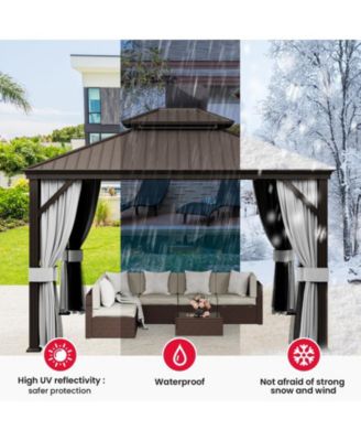 12 ft. x 14 ft. Metal Hardtop Gazebo with Curtains