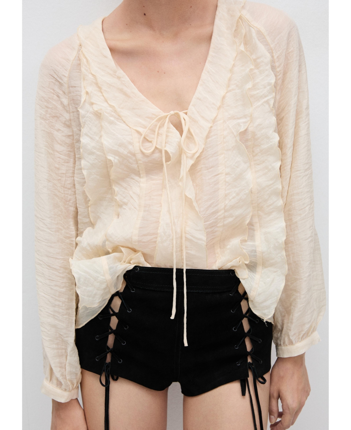 Mango Women's Bow Detail Lyocell Blouse