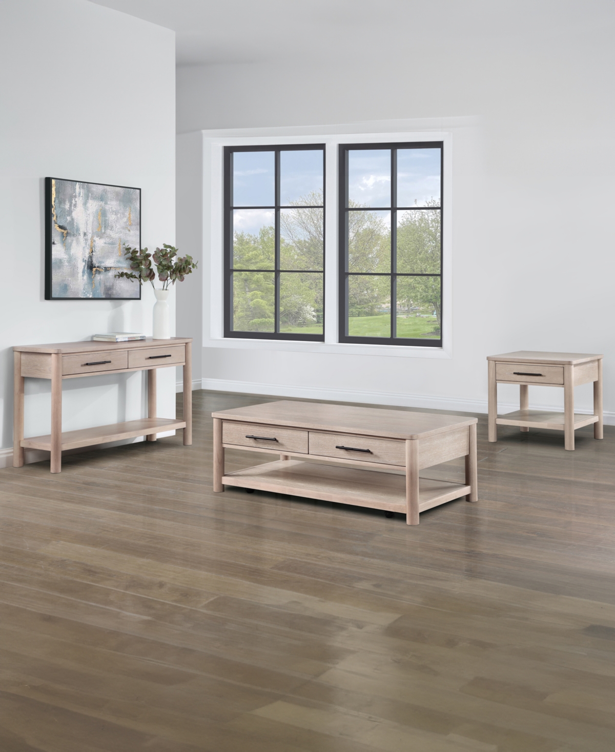 Macy's Gabby 50" Wood Cocktail Table In Washed Oak