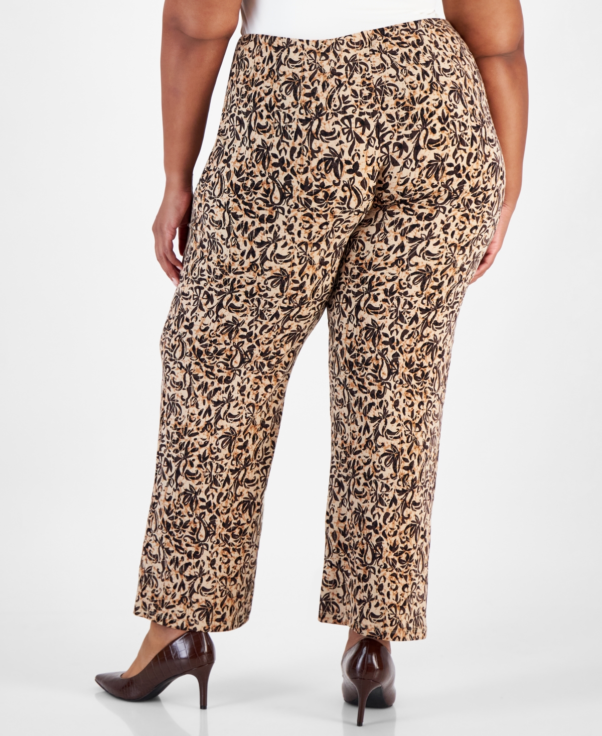 JM COLLECTION PLUS SIZE IMPRESSION KNIT PANTS, CREATED FOR MACY'S 