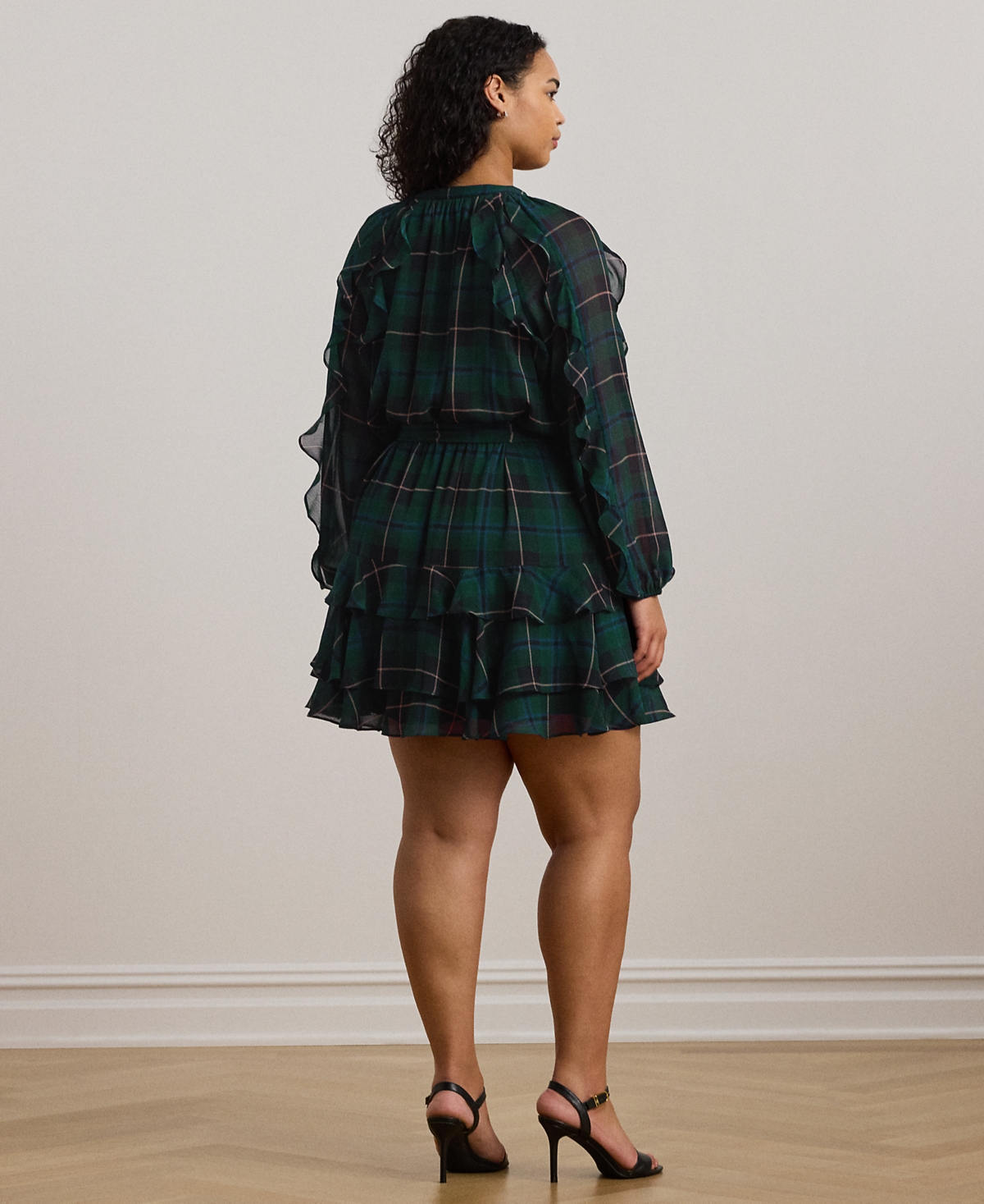 Lauren Ralph Lauren Plus Size Ruffled Plaid Fit & Flare Dress