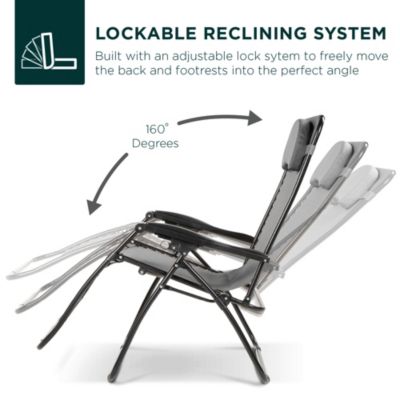 Oversized Zero Gravity Chair, Folding Outdoor Patio Lounge Recliner w/ Cup Holder