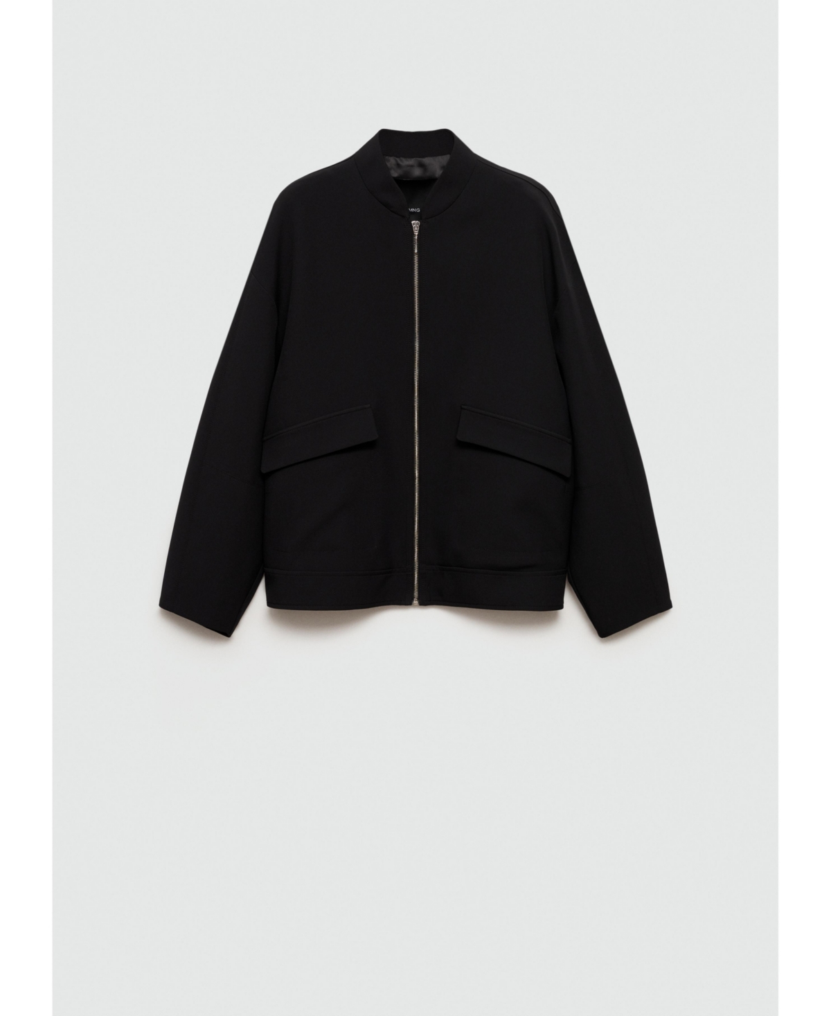 Mango Oversize Bomber Jacket In Black