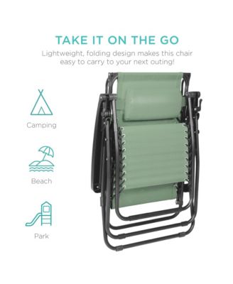 Folding Zero Gravity Recliner Patio Lounge Chair w/ Canopy Shade, Headrest, Tray