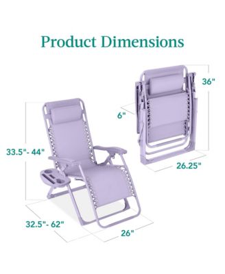 Monochromatic Zero Gravity Chair, Folding Patio Recliner w/Side Tray, Headrest