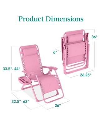 Monochromatic Zero Gravity Chair, Folding Patio Recliner w/Side Tray, Headrest