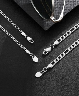 Silver Stainless Steel 5MM Figaro Chain Necklace