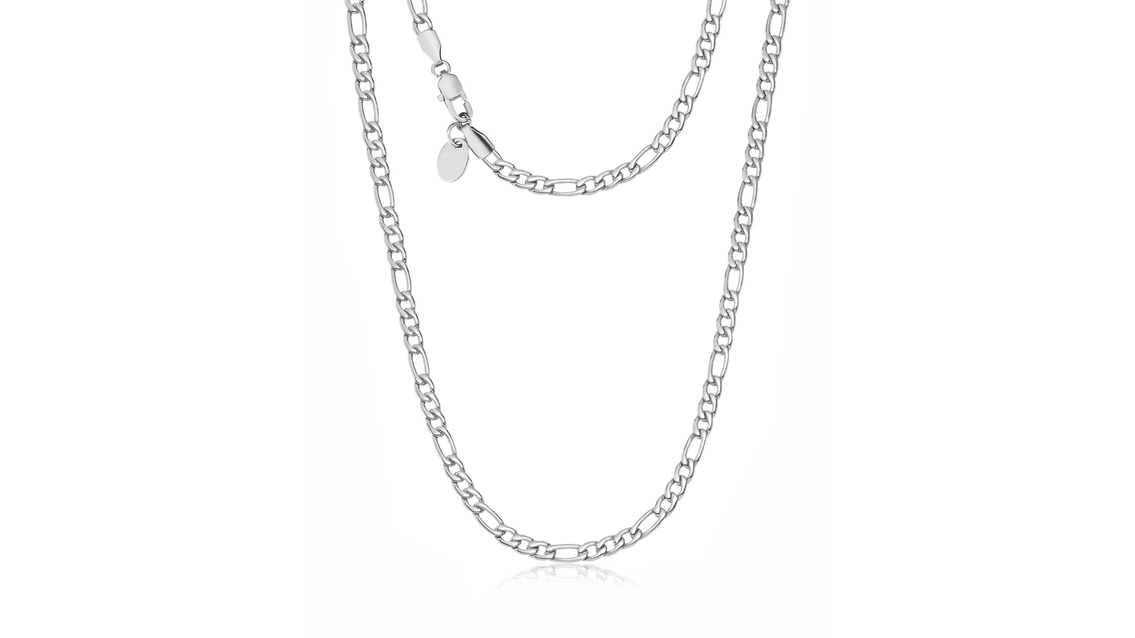 Rhona Sutton Silver Stainless Steel 5MM Figaro Chain Necklace