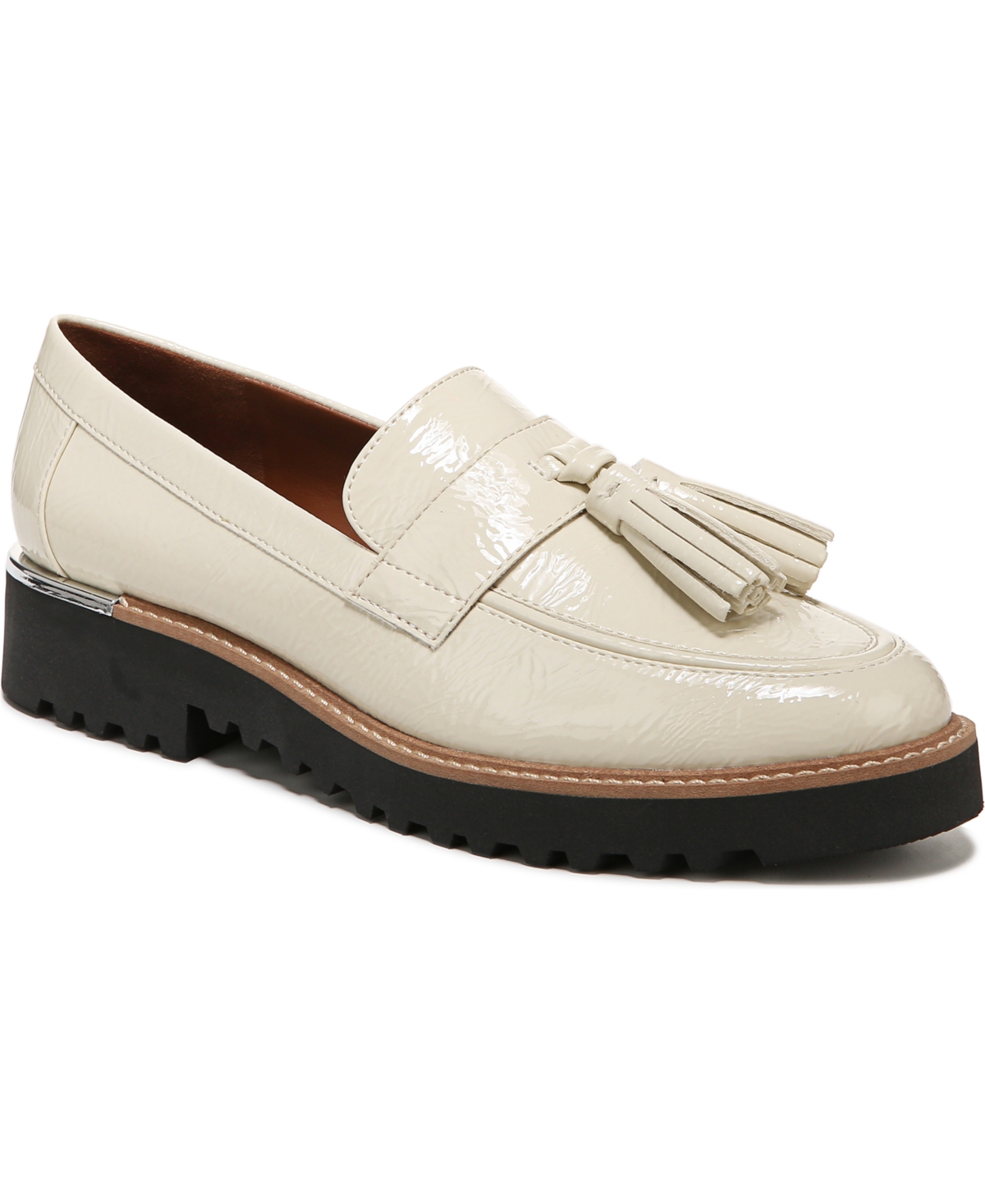 Franco Sarto Carolynn Tassel Loafer In Putty White Faux Patent