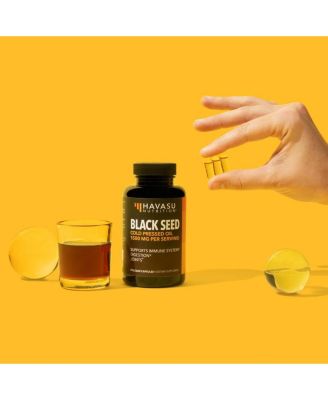 Black Seed Oil Nigella Sativa Capsules, Cold Pressed Organic Black Cumin Seed Oil for Hair Skin and Metabolism Support, Havasu, 90ct