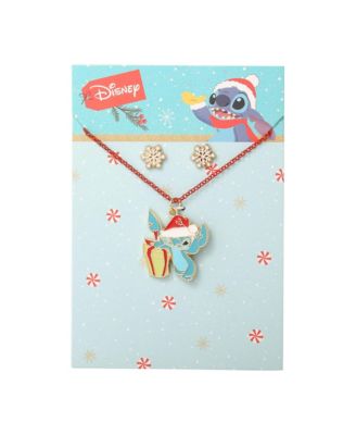 Lilo and Stitch Christmas Necklace and Earring Set