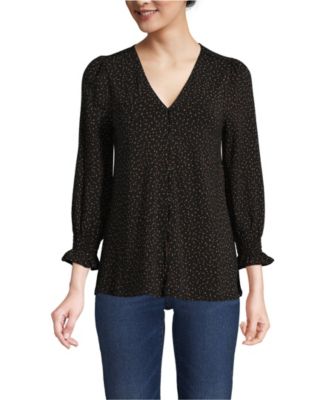 Women's 3/4 Sleeve Lightweight Jersey Button Front Top