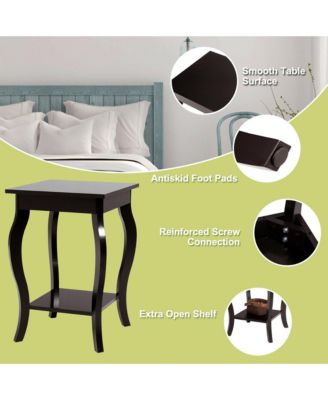 Accent Side Table Sofa End Table Nightstand Coffee Table w/ Storage Shelf Brown