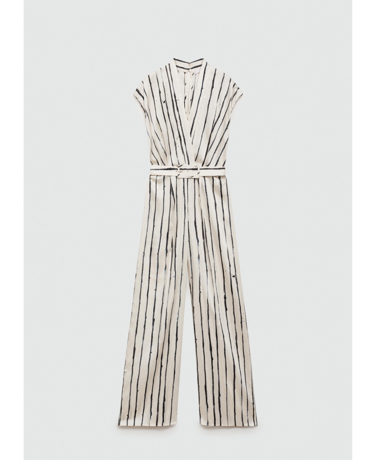 Shop Mango Women's Satin Stripes Jumpsuit In White