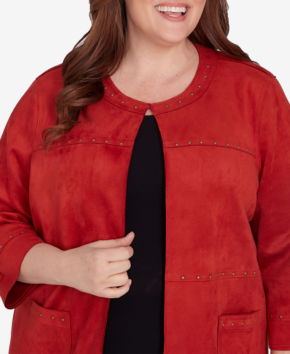 Alfred Dunner Plus Size Harvest Moon Timeless Faux Suede Jacket