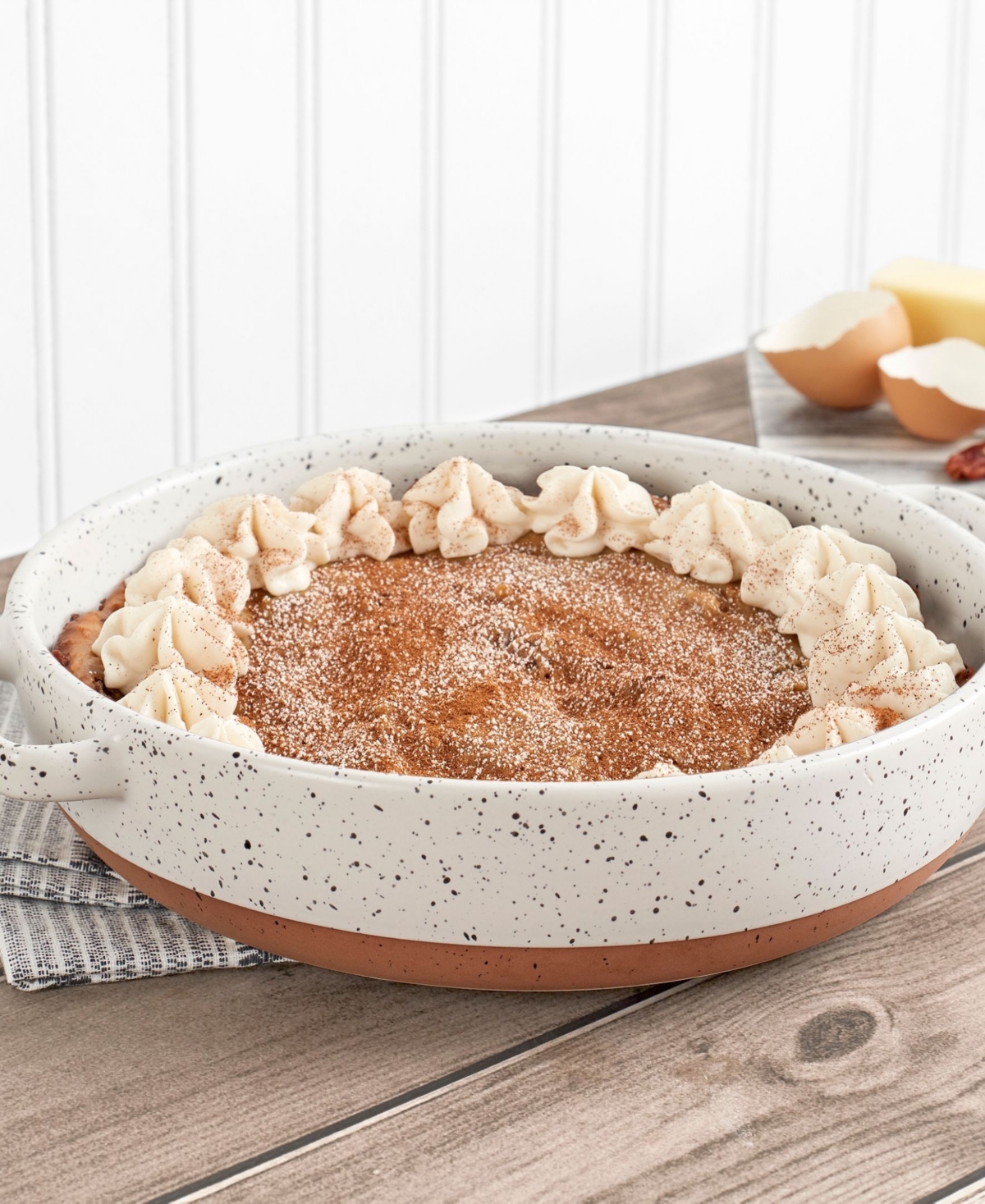 Denmark Tools For Cooks Speckled Stoneware 1.7-qt. Pie Dish In White