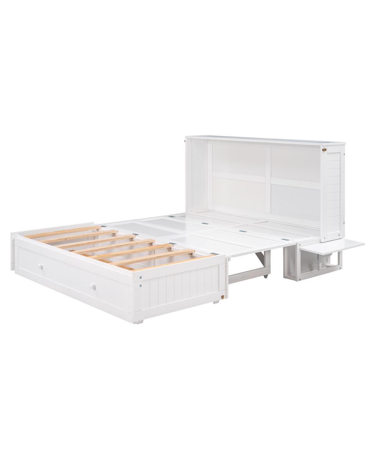 Slickblue Queen Size Murphy Bed with Drawer and Side Shelves – Mobile & Space-Saving Design