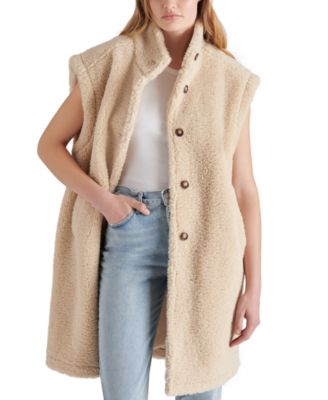 Steve Madden Women's Benit Sherpa Fleece Cap-Sleeve Vest - Macy's