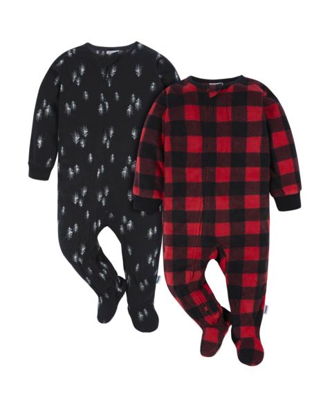 Детские комбинезоны-слипы Gerber из флиса, набор из 2 шт, цвет: Bear Forrest