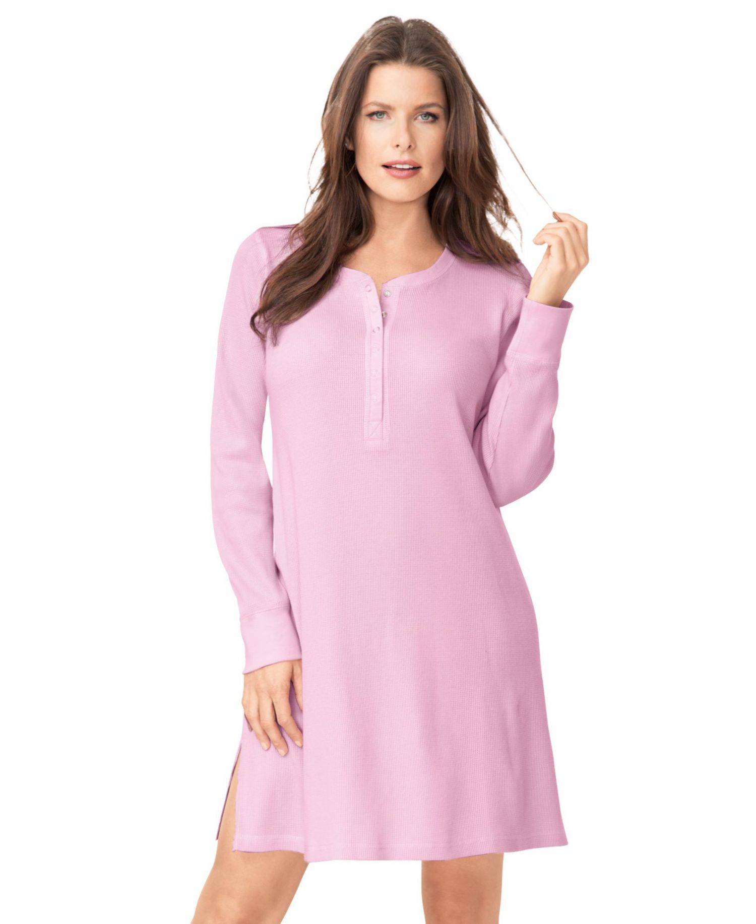 Plus Size Dreams and Co. Thermal Henley Sleepshirt