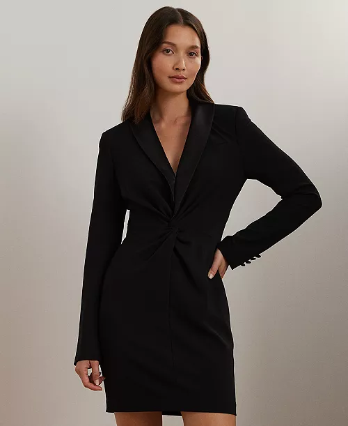 women's satin-trim crepe cocktail dress