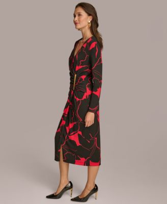 Donna Karan New York Women's Printed Faux-Wrap Dress - Macy's