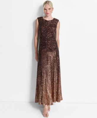 DKNY - Women's Sleeveless Sequin Ombr&eacute; Gown