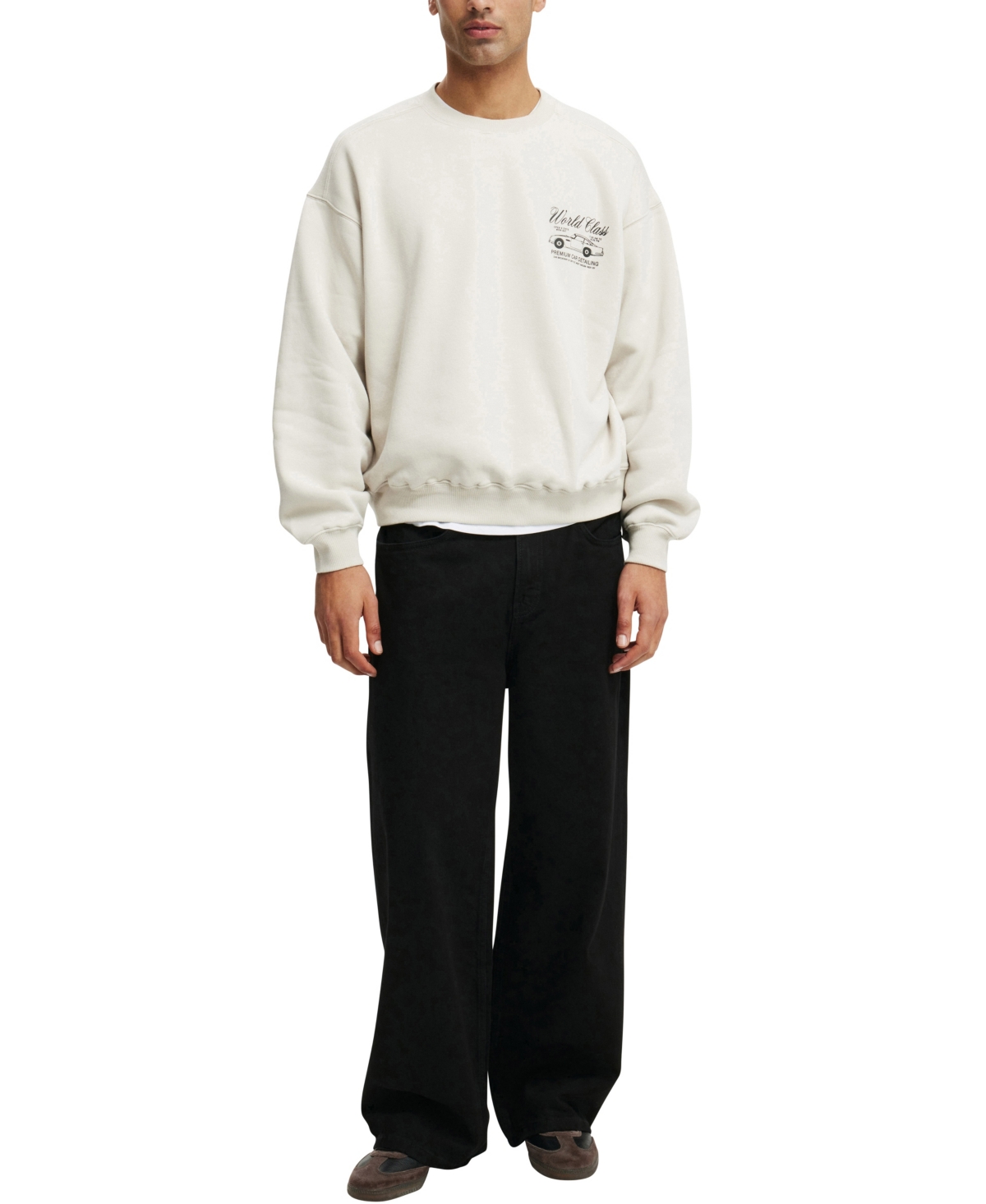 COTTON ON MEN'S BOX FIT GRAPHIC CREW SWEATSHIRT 