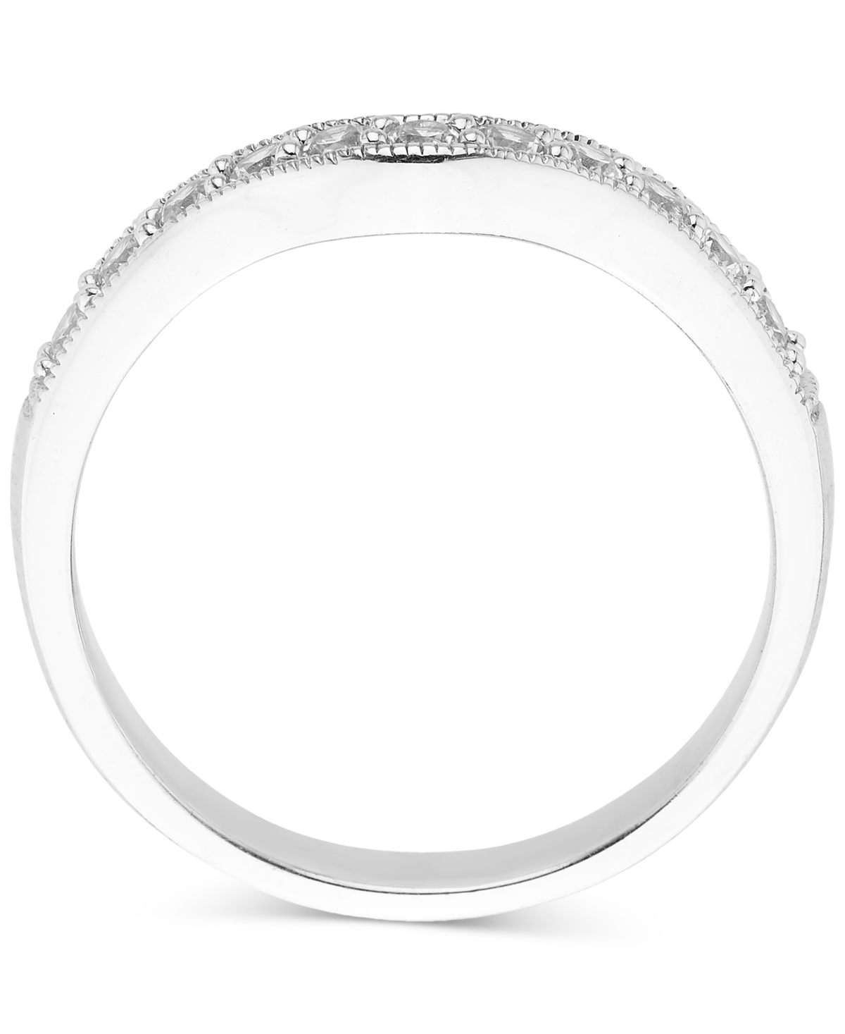 Macy's Diamond Milgrain Beaded Contour Band (3/8 Ct. T.w.) In 14k White Gold In White Gold