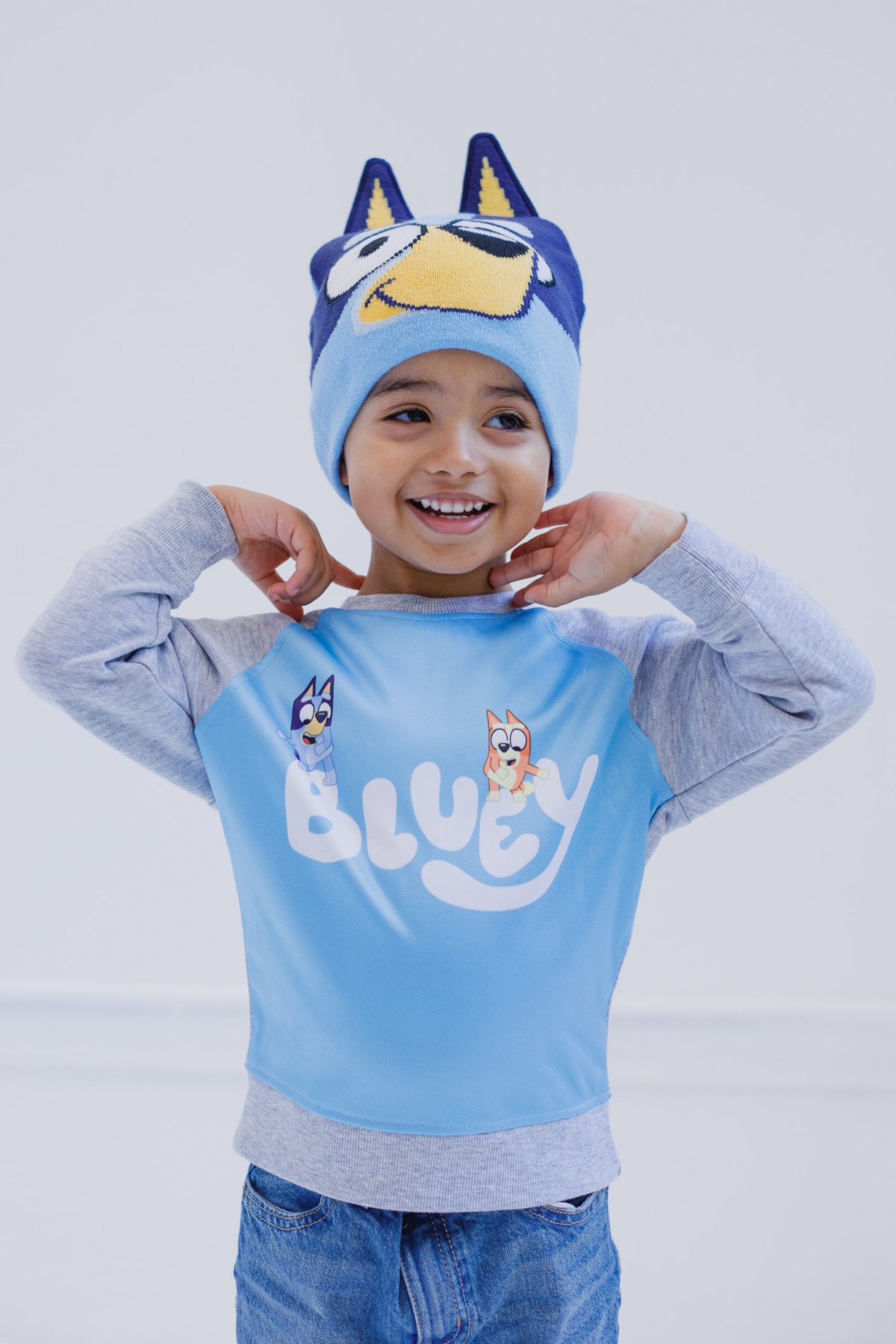 Bluey Little Boys Fleece Sweatshirt and Cotton Gauze Hat