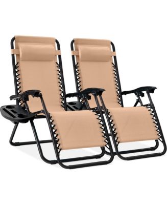 Best Choice Products Set of 2 Zero Gravity Lounge Chair Recliners for Patio, Pool w/ Cup Holder Tray - Macy's
