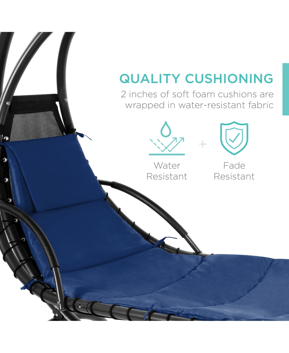 Best Choice Products Hanging Curved Chaise Lounge Chair Swing for Backyard, Patio w/ Pillow, Shade, Stand