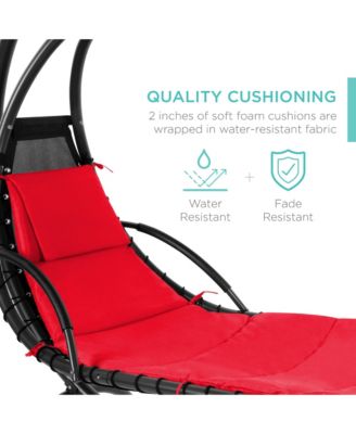 Hanging Curved Chaise Lounge Chair Swing for Backyard, Patio w/ Pillow, Shade, Stand