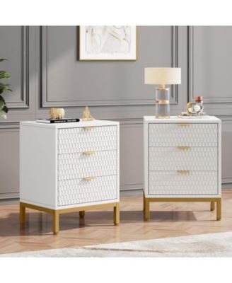 3-Drawer Nightstand Set of 2, 25.8" Tall Modern Bedside Table, Large Side End Table with Storage Drawers for Bedroom