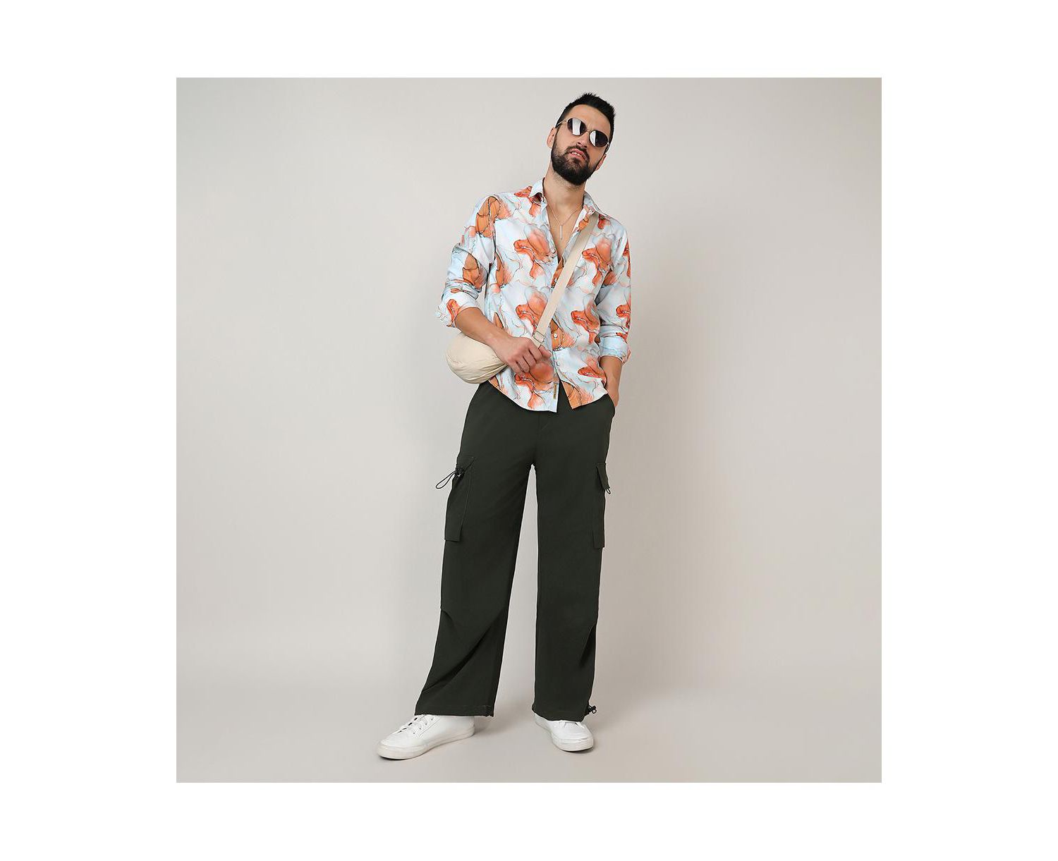 Men's Sienna Brown & Light Blue Marble Shirt