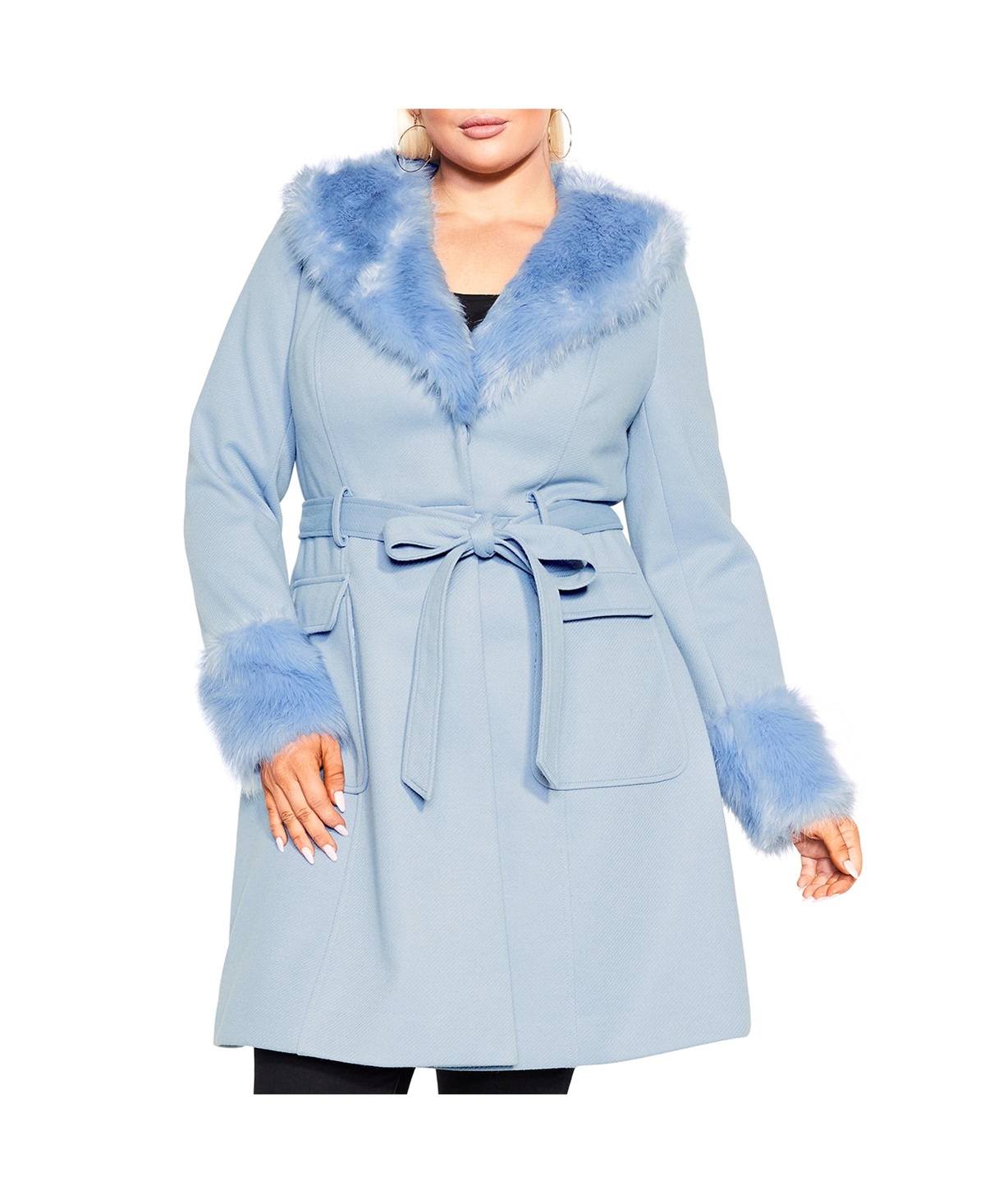 Plus Size Make Me Blush Coat - Powder blue