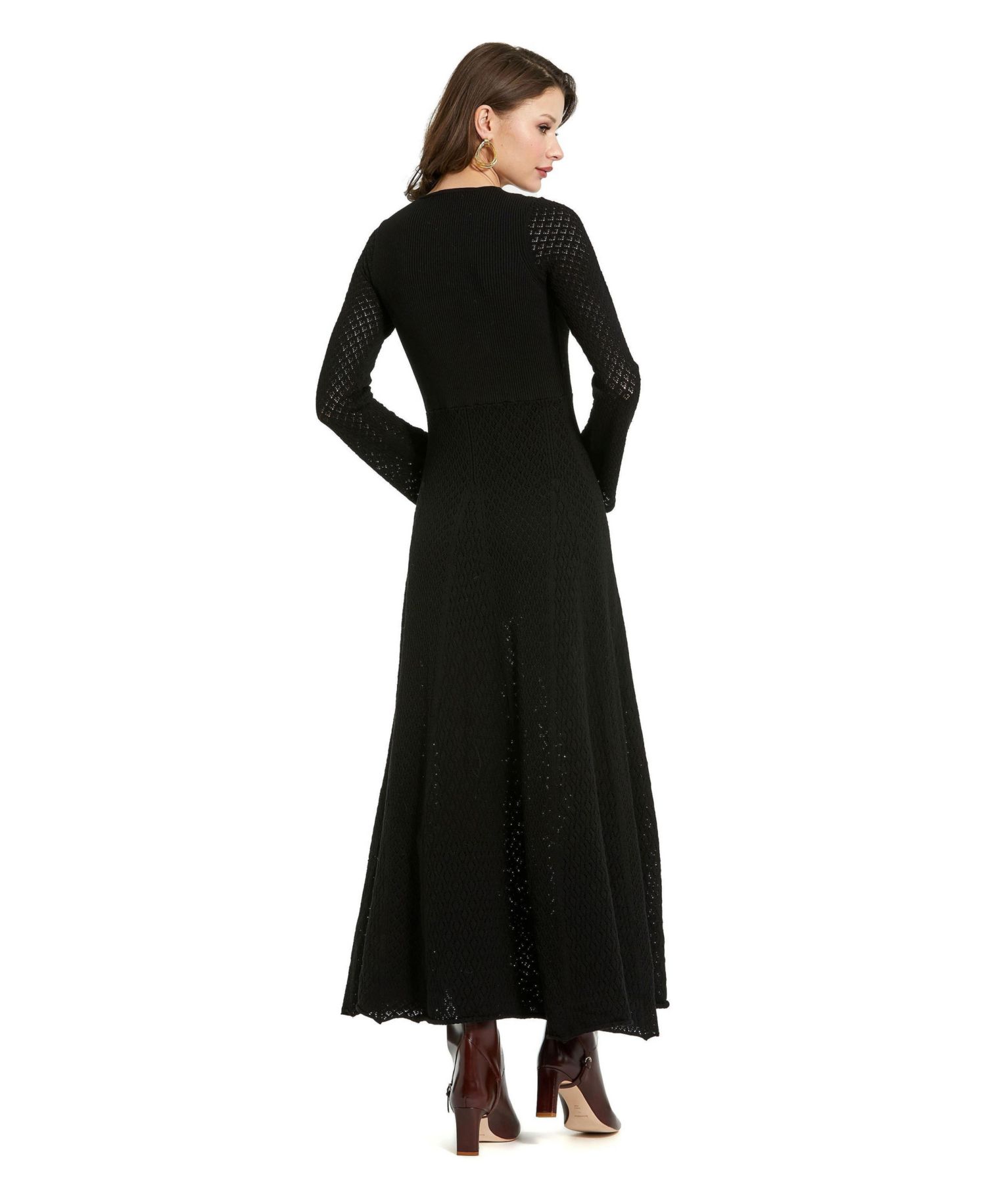 Women's Scoop Neck Long Sleeve Knit Maxi Dress